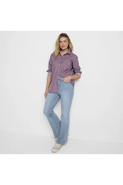 Lands' End Women's Recover Denim High Rise Flare Jeans In Purple