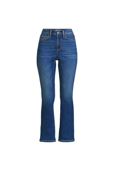 Lands' End Women's Recover Denim High Rise Kick Flare Crop Jeans In Blue