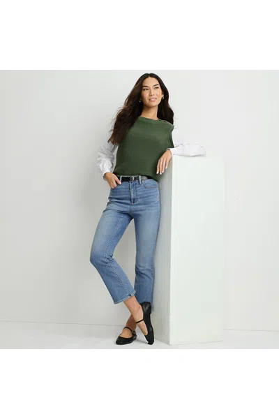 Lands' End Women's Recover Denim High Rise Kick Flare Crop Jeans In Blue