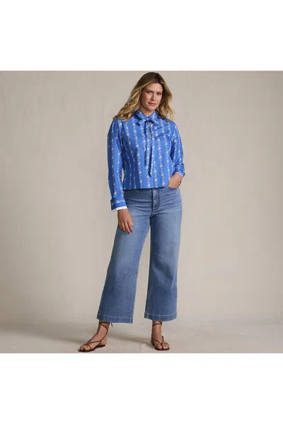 Lands' End Women's Recover Denim High Rise Wide Leg Crop Jeans In Blue