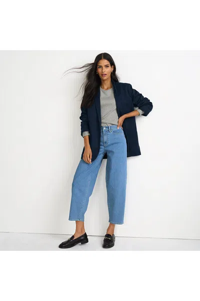 Lands' End Women's Recover High Rise Barrel Leg Ankle Jeans In Blue