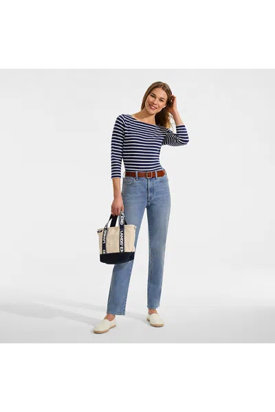 Lands' End Women's Recover High Rise Straight Leg Blue Jeans