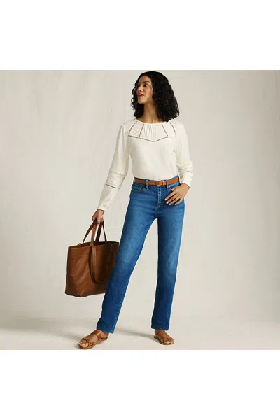 Lands' End Women's Recover High Rise Straight Leg Blue Jeans