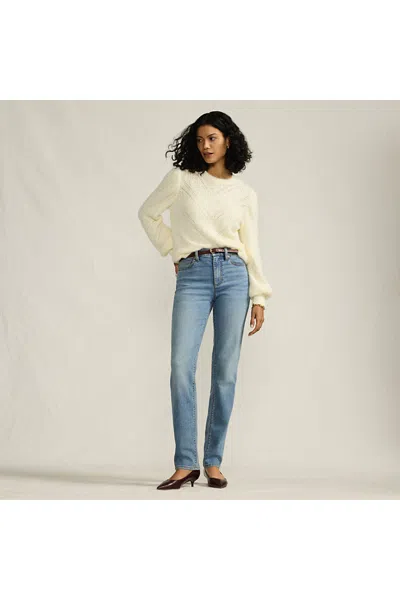 Lands' End Women's Recover High Rise Straight Leg Blue Jeans