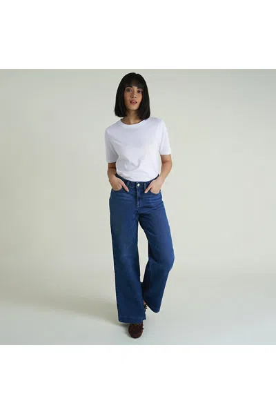 Lands' End Women's Recover Mid Rise Straight Leg Blue Jeans