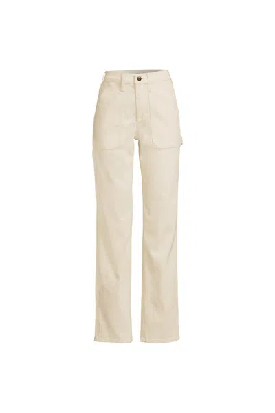 Lands' End Women's Recycled Denim High Rise Straight Leg Utility Jeans In Brown