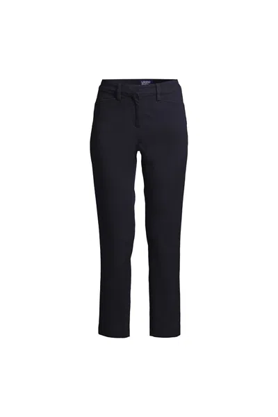 Lands' End Women's Regular Mid Rise Chino Crop Pants In Black