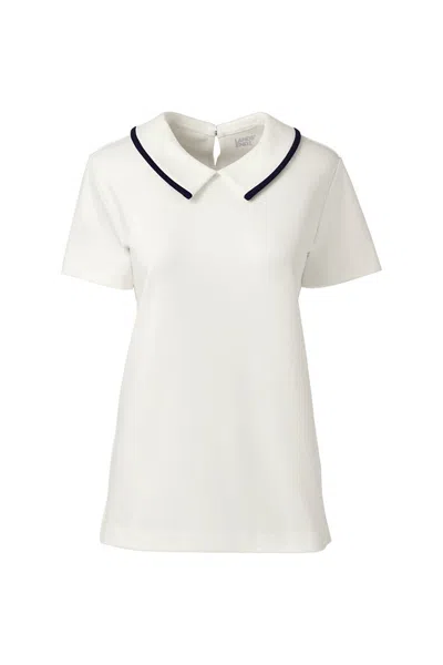 Lands' End Women's Regular Short Sleeve Structured Knit Top In Ivory