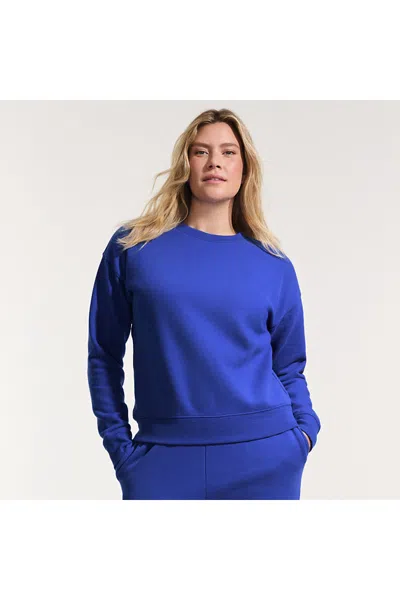 Lands' End Women's Relaxed Serious Sweats Long Sleeve Crewneck Sweatshirt In Blue