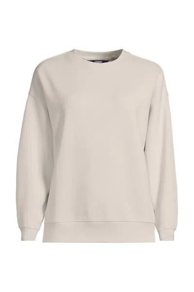 Lands' End Women's Relaxed Serious Sweats Long Sleeve Crewneck Sweatshirt In Brown