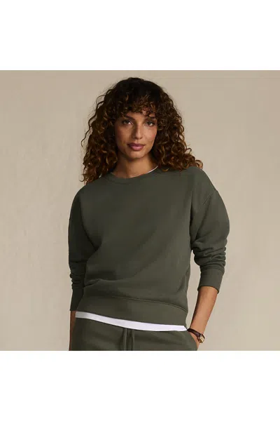 Lands' End Women's Relaxed Serious Sweats Long Sleeve Crewneck Sweatshirt In Green