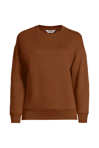 Lands' End Women's Relaxed Serious Sweats Long Sleeve Crewneck Sweatshirt In Orange