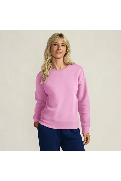 Lands' End Women's Relaxed Serious Sweats Long Sleeve Crewneck Sweatshirt In Pink