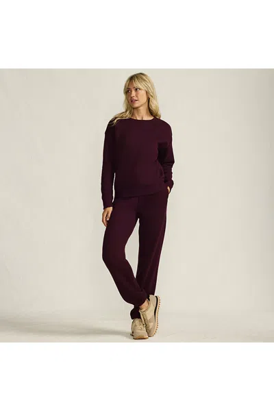 Lands' End Women's Relaxed Serious Sweats Long Sleeve Crewneck Sweatshirt In Red