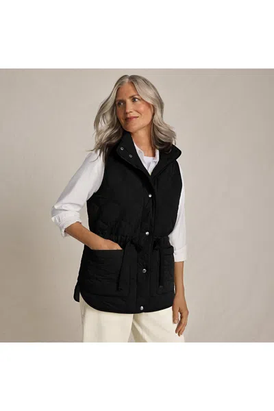 Lands' End Women's Reversible Quilted Sherpa Fleece Vest In Black