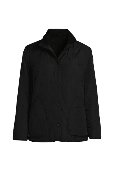 Lands' End Women's Reversible Sherpa Fleece Jacket In Black