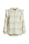 Lands' End Ruffle Front Flannel Popover Blouse In Multi