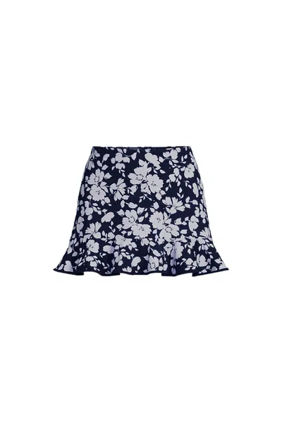 Lands' End Women's Ruffle Hem Mini Swim Skirt In Blue