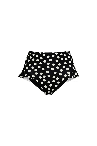Lands' End Women's Ruffle High Waisted High Leg Bikini Bottoms In Black