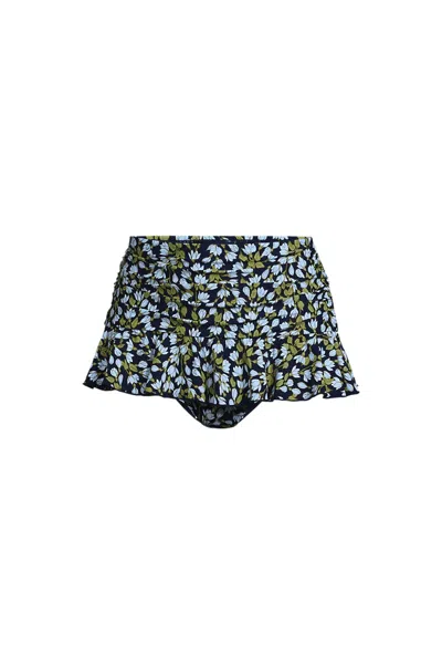Lands' End Women's Ruffle Midwaist Skirted Bikini Bottoms In Blue