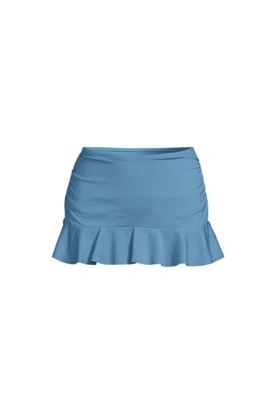 Lands' End Women's Ruffle Mini Swim Skirt Swim Bottoms In Blue