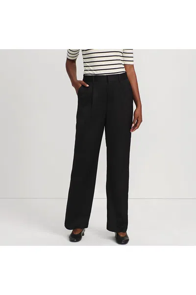 Lands' End Women's Satin Elastic Back Wide Leg Pants In Black