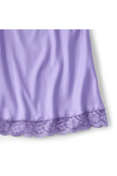 Lands' End Women's Satin Lace Trim Midi Skirt In Purple