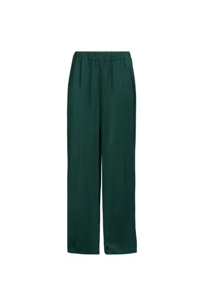 Lands' End Women's Satin Mid Rise Relaxed Pull On Wide Leg Pants In Green