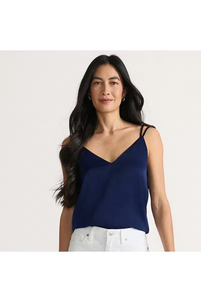 Lands' End Women's Satin Vneck Camisole In Blue