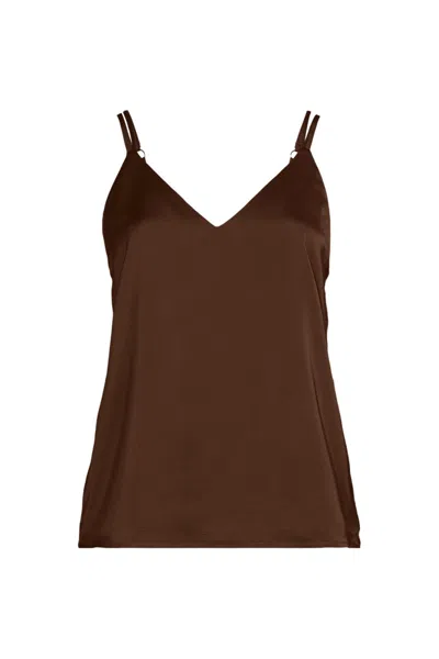Lands' End Women's Satin Vneck Camisole In Brown