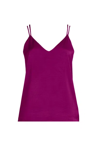 Lands' End Women's Satin Vneck Camisole In Purple