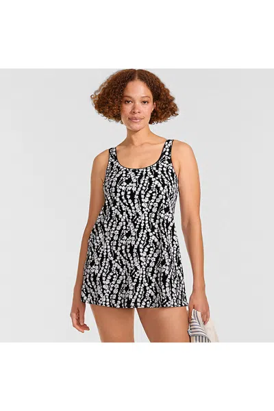 Lands' End Women's Scoop Neck Mini Swim Dress Swimsuit In Animal Print