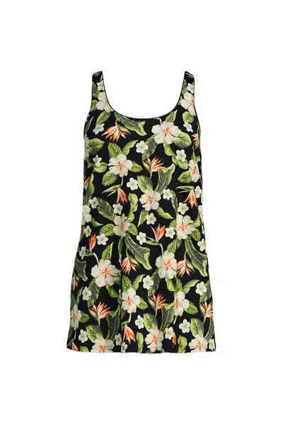 Lands' End Women's Scoop Neck Mini Swim Dress Swimsuit In Green