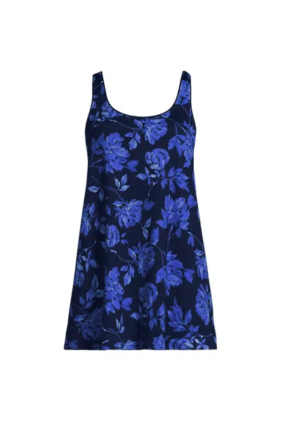 Lands' End Women's Scoop Neck Mini Swim Dress Swimsuit In Multi