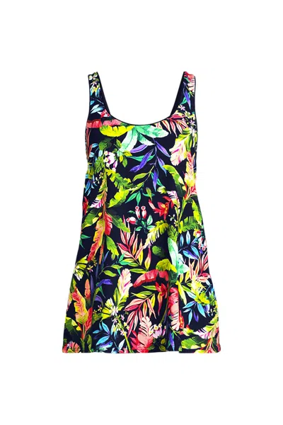 Lands' End Women's Scoop Neck Mini Swim Dress Swimsuit In Multi