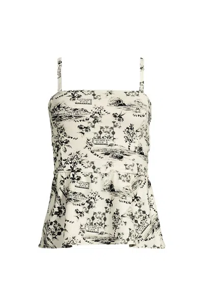 Lands' End Women's Sculpting Waveshaper Peplum Swim Tankini Top In Neutral