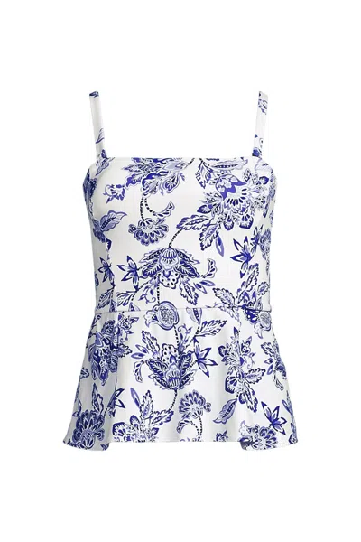 Lands' End Sculpting Waveshaper Peplum Swim Tankini Top In White
