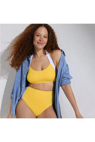 Lands' End Women's Seamed Halter Bikini Top In Yellow
