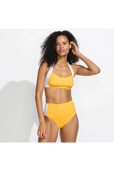 Lands' End Women's Seamed High Waisted Bikini Bottoms In Yellow