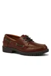 Lands' End Seaport Leather Lace Up Boat Shoes In Brown