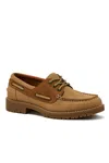 Lands' End Seaport Leather Lace Up Boat Shoes In Brown
