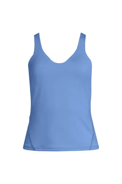 Lands' End Women's Sea-to-sport Luxe Tugless Sweetheart Swim Tank In Blue