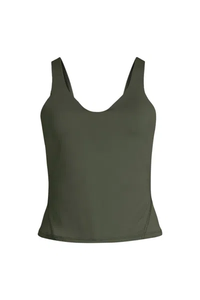 Lands' End Women's Sea-to-sport Luxe Tugless Sweetheart Swim Tank In Green
