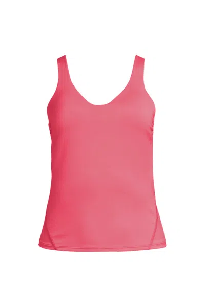 Lands' End Women's Sea-to-sport Luxe Tugless Sweetheart Swim Tank In Pink