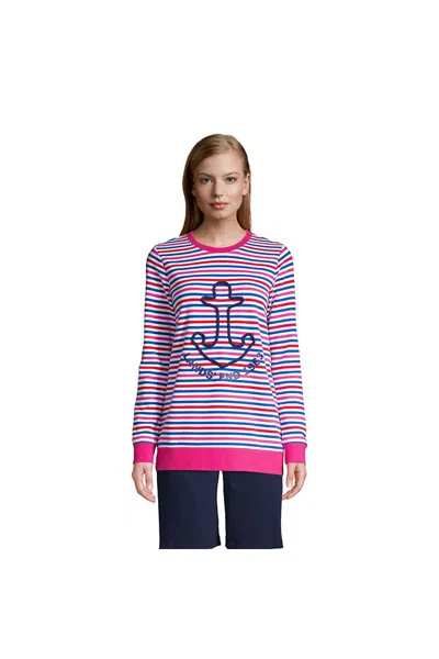 Lands' End Women's Serious Sweats Crewneck Long Sleeve Sweatshirt Tunic In Multi