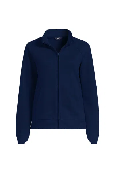 Lands' End Women's Serious Sweats Full Zip Mock Neck Sweatshirt In Blue