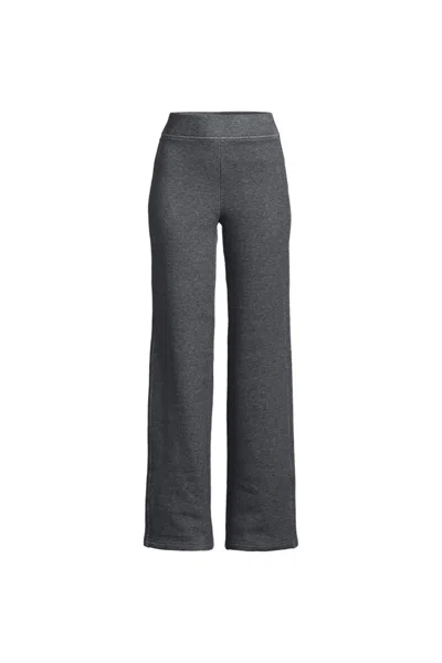 Lands' End Women's Serious Sweats High Rise Fleece Lined Straight Leg Pants In Gray