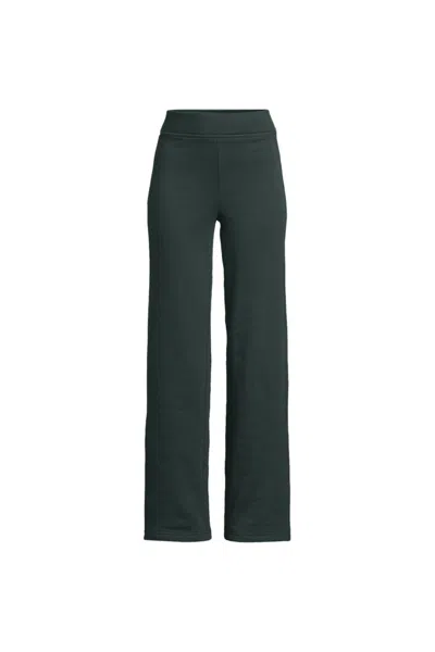 Lands' End Women's Serious Sweats High Rise Fleece Lined Straight Leg Pants In Green