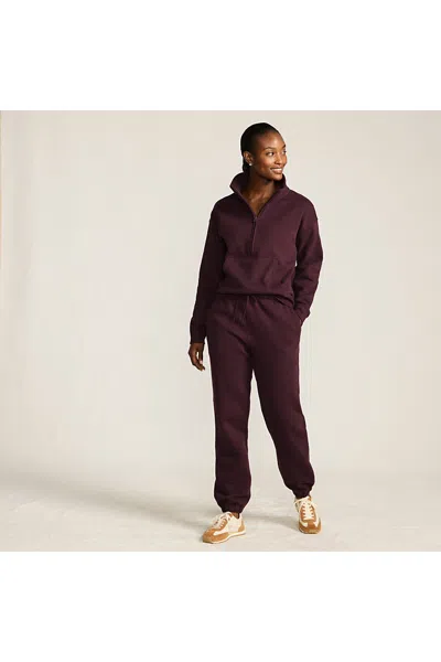 Lands' End Women's Serious Sweats High Rise Jogger Pants - Set Bottom In Burgundy