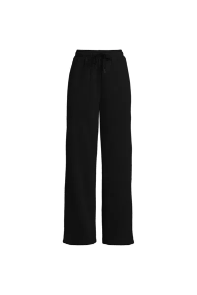 Lands' End Women's Serious Sweats High Rise Relaxed Straight Leg Pants - Set Bottom In Black